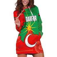 Darfur Sudan Hoodie Dress with Red Green Yellow Crescent Star - Wonder Print Shop