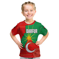 Darfur Sudan Kid T Shirt with Red Green Yellow Crescent Star - Wonder Print Shop