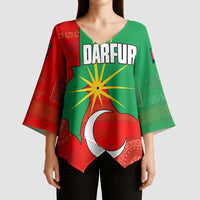 Darfur Sudan Kimono Sleeve Blouse with Red Green Yellow Crescent Star - Wonder Print Shop
