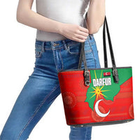 Darfur Sudan Leather Tote Bag with Red Green Yellow Crescent Star - Wonder Print Shop