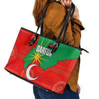 Darfur Sudan Leather Tote Bag with Red Green Yellow Crescent Star - Wonder Print Shop