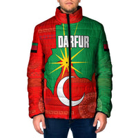 Darfur Sudan Padded Jacket with Red Green Yellow Crescent Star - Wonder Print Shop
