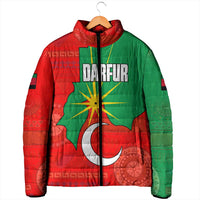 Darfur Sudan Padded Jacket with Red Green Yellow Crescent Star - Wonder Print Shop