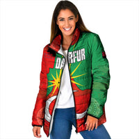Darfur Sudan Padded Jacket with Red Green Yellow Crescent Star - Wonder Print Shop