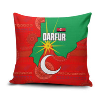 Darfur Sudan Pillow Cover with Red Green Yellow Crescent Star - Wonder Print Shop