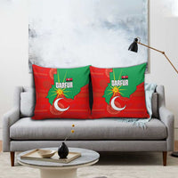 Darfur Sudan Pillow Cover with Red Green Yellow Crescent Star - Wonder Print Shop