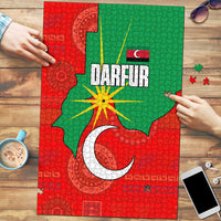 Darfur Sudan Puzzle with Red Green Yellow Crescent Star - Wonder Print Shop