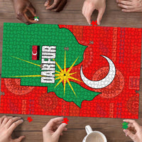 Darfur Sudan Puzzle with Red Green Yellow Crescent Star - Wonder Print Shop