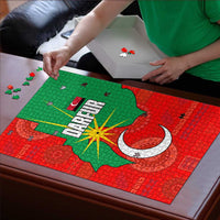Darfur Sudan Puzzle with Red Green Yellow Crescent Star - Wonder Print Shop