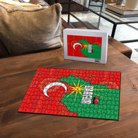 Darfur Sudan Puzzle with Red Green Yellow Crescent Star - Wonder Print Shop