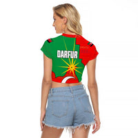 Darfur Sudan Raglan Cropped T Shirt with Red Green Yellow Crescent Star - Wonder Print Shop