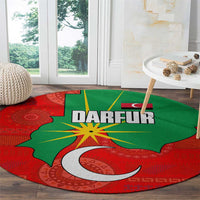 Darfur Sudan Round Carpet with Red Green Yellow Crescent Star - Wonder Print Shop