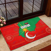 Darfur Sudan Rubber Doormat with Red Green Yellow Crescent Star - Wonder Print Shop