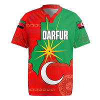 Darfur Sudan Rugby Jersey with Red Green Yellow Crescent Star - Wonder Print Shop