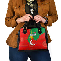 Darfur Sudan Shoulder Handbag with Red Green Yellow Crescent Star - Wonder Print Shop