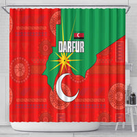 Darfur Sudan Shower Curtain with Red Green Yellow Crescent Star - Wonder Print Shop