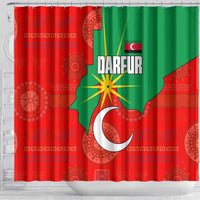 Darfur Sudan Shower Curtain with Red Green Yellow Crescent Star - Wonder Print Shop