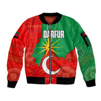 Darfur Sudan Sleeve Zip Bomber Jacket with Red Green Yellow Crescent Star - Wonder Print Shop