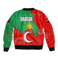 Darfur Sudan Sleeve Zip Bomber Jacket with Red Green Yellow Crescent Star - Wonder Print Shop