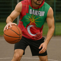 Darfur Sudan Sleeveless Hoodie with Red Green Yellow Crescent Star - Wonder Print Shop