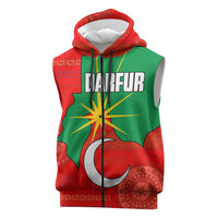 Darfur Sudan Sleeveless Zip Hoodie with Red Green Yellow Crescent Star - Wonder Print Shop