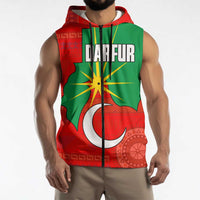 Darfur Sudan Sleeveless Zip Hoodie with Red Green Yellow Crescent Star - Wonder Print Shop
