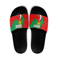 Darfur Sudan Slide Sandals with Red Green Yellow Crescent Star - Wonder Print Shop