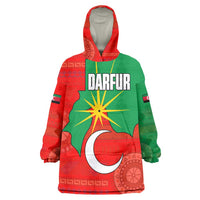 Darfur Sudan Wearable Blanket Hoodie with Red Green Yellow Crescent Star - Wonder Print Shop