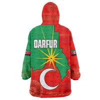 Darfur Sudan Wearable Blanket Hoodie with Red Green Yellow Crescent Star - Wonder Print Shop