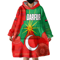 Darfur Sudan Wearable Blanket Hoodie with Red Green Yellow Crescent Star - Wonder Print Shop