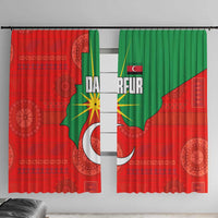 Darfur Sudan Window Curtain with Red Green Yellow Crescent Star - Wonder Print Shop