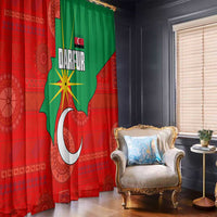 Darfur Sudan Window Curtain with Red Green Yellow Crescent Star - Wonder Print Shop