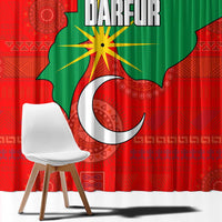Darfur Sudan Window Curtain with Red Green Yellow Crescent Star - Wonder Print Shop