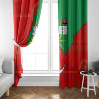 Darfur Sudan Window Curtain with Red Green Yellow Crescent Star - Wonder Print Shop