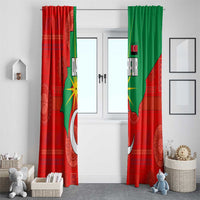 Darfur Sudan Window Curtain with Red Green Yellow Crescent Star - Wonder Print Shop