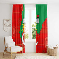 Darfur Sudan Window Curtain with Red Green Yellow Crescent Star - Wonder Print Shop