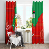 Darfur Sudan Window Curtain with Red Green Yellow Crescent Star - Wonder Print Shop