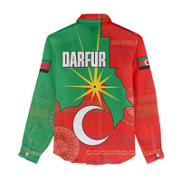 Darfur Sudan Women Casual Shirt with Red Green Yellow Crescent Star - Wonder Print Shop