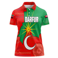 Darfur Sudan Women Polo Shirt with Red Green Yellow Crescent Star - Wonder Print Shop