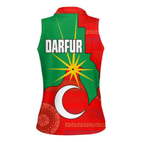 Darfur Sudan Women Sleeveless Polo Shirt with Red Green Yellow Crescent Star - Wonder Print Shop
