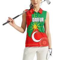 Darfur Sudan Women Sleeveless Polo Shirt with Red Green Yellow Crescent Star - Wonder Print Shop