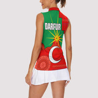Darfur Sudan Women Sleeveless Polo Shirt with Red Green Yellow Crescent Star - Wonder Print Shop