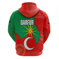 Darfur Sudan Zip Hoodie with Red Green Yellow Crescent Star - Wonder Print Shop