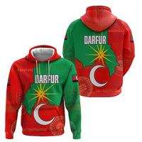 Darfur Sudan Zip Hoodie with Red Green Yellow Crescent Star - Wonder Print Shop