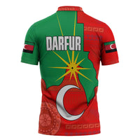 Darfur Sudan Zipper Polo Shirt with Red Green Yellow Crescent Star - Wonder Print Shop