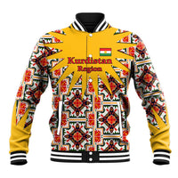 Iraq Kurdistan Region Baseball Jacket Traditional Pattern Yellow Red Green - Wonder Print Shop