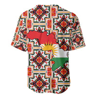 Iraq Kurdistan Region Baseball Jersey Traditional Pattern Yellow Red Green - Wonder Print Shop