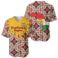Iraq Kurdistan Region Baseball Jersey Traditional Pattern Yellow Red Green - Wonder Print Shop