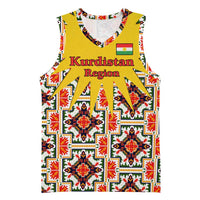 Iraq Kurdistan Region Basketball Jersey Traditional Pattern Yellow Red Green - Wonder Print Shop
