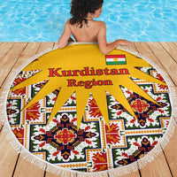 Iraq Kurdistan Region Beach Blanket Traditional Pattern Yellow Red Green - Wonder Print Shop